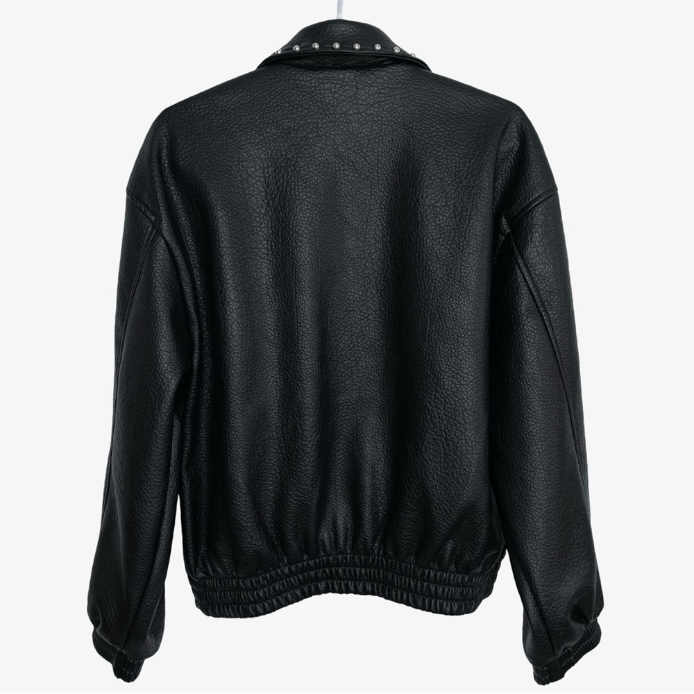 Anthropologie Pilcro Rylie Studded Faux-Leather Bomber Jacket Black Medium NWT - Picture 10 of 16